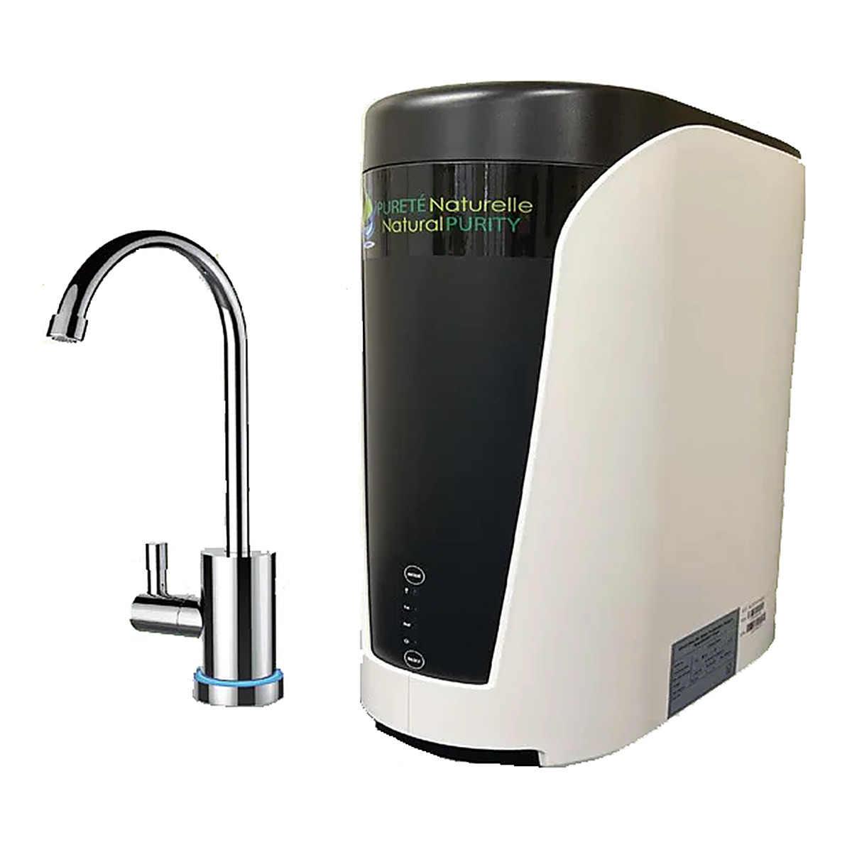 Compact tankless direct flow reverse osmosis purifier with a smart faucet